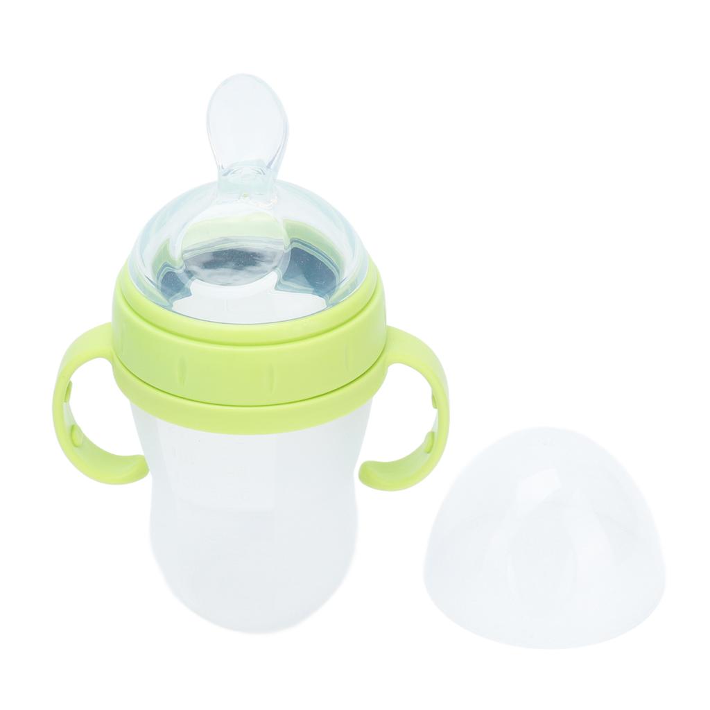 Baby Cereal Bottle Silicone Unisex Baby Squeeze Cereal Feeding Flow Bottle with Food Dispensing Spoon for Infant