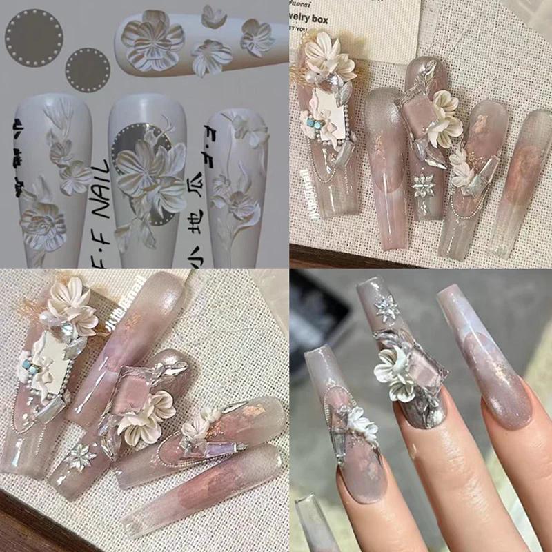 Flowers Nail Silicone Relief Flower Basket Shape Nail Art Mold 3D Nail Decoration Accessories Manicure Tool