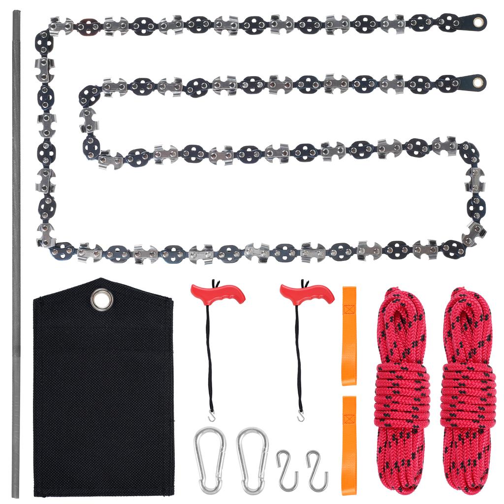 53 Inch Hand Rope Chain Saw Sharp Manual Tree Limb Chain Saw with 68 Teeth Folding Pocket Rope Chainsaw Tree Cutting Tool