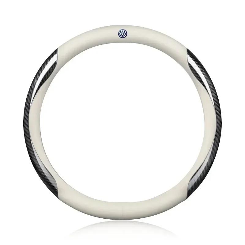 B6 VW For Volkswagen PU Carbon Fiber Leather Car Steering Wheel Cover Car Accessories For Volkswagen R-Line GTI T5 Golf T-ROC R
