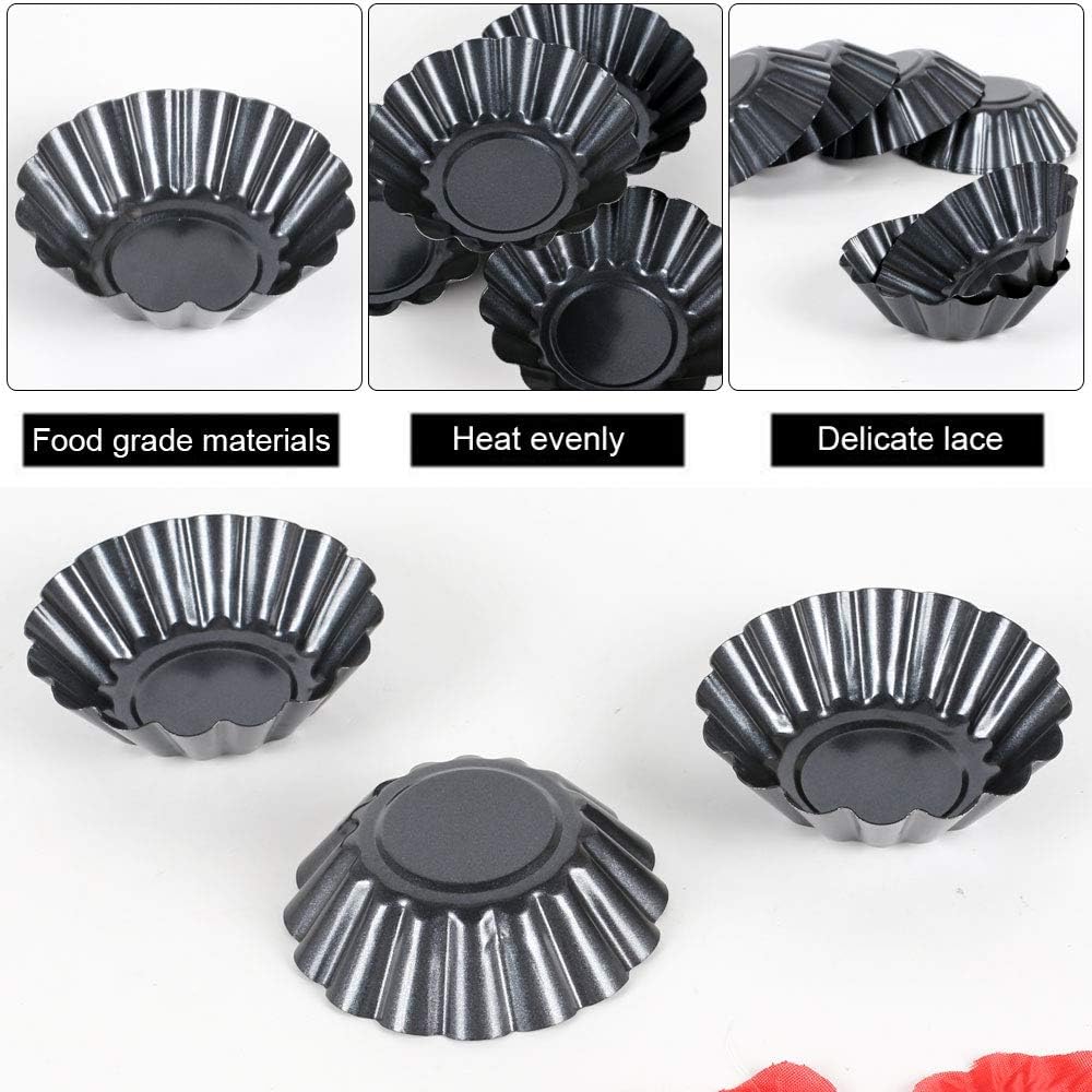 12 stk Eggeterteform Mini Terteformer Cupcake Kake Muffins Kakeform Fôret Form Blikk Bakekopper 3x0,9 tommer