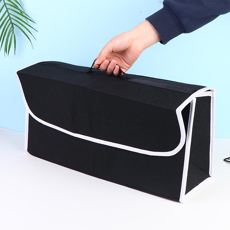 Foldable Premium Dark Gray Felt Storage Box Large Organizer Car Trunk Boot Auto Parts Anti Slip Home Office Durable Tool Box