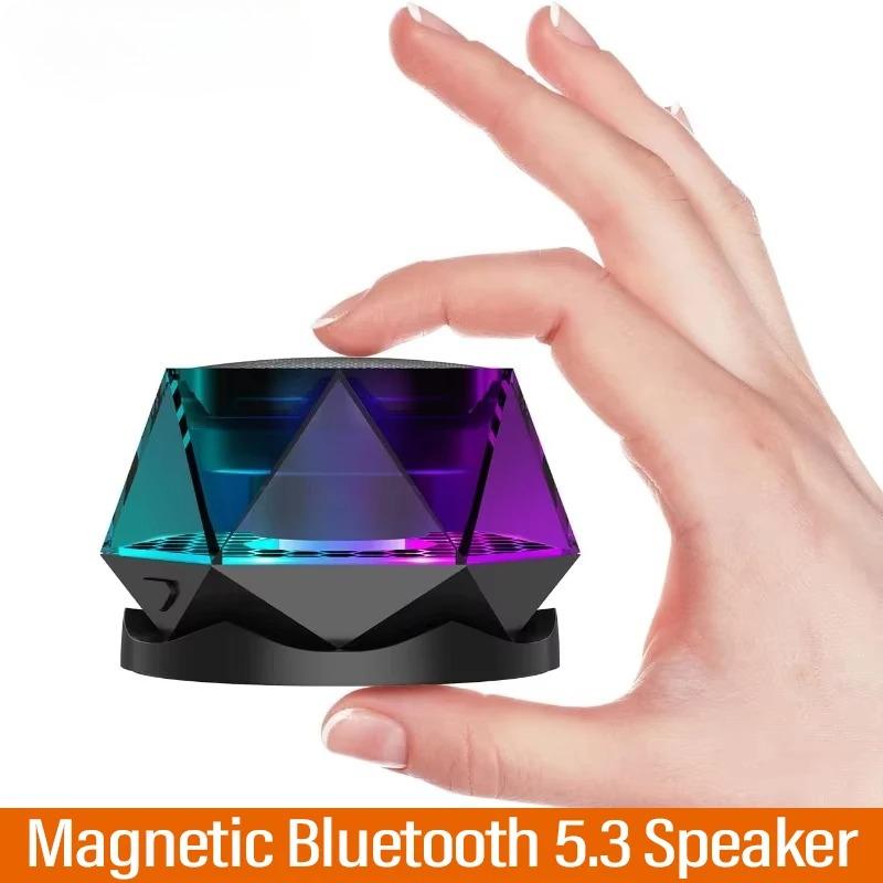 Mini Magnetic Bluetooth Speaker with RGB Lights - Portable Wireless Speaker, Phone Stand & TWS Pairing for IPhone/Android