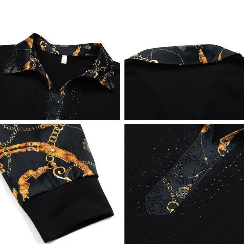 Bluză cu mânecă lungă și guler pentru femei, cu aspect elegant, mărime medie până la plus size, top strat de bază lung pentru mame la vârsta mijlocie și după