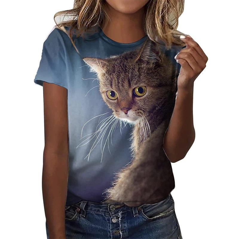 New Kitten Animal T-shirt Cat 3D Print Summer Women Short Sleeve T Shirts Streetwear Harajuku Y2k Tops Woman Girls Tees Clothing