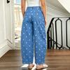 Women's Polka Dot Mid- Loose Fit Cropped Jeans for Casual Daily Wear