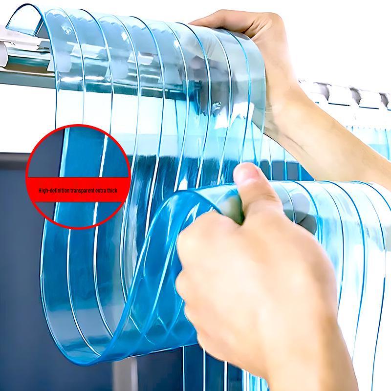 Four Seasons PVC Transparent Door Curtain: Mosquito-Proof, Windproof, Blackout, Punch-Free, Air Conditioning Partition.