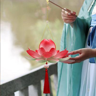 3D Middle Autumn Festival Lantern Paper Rabbit Mid Autumn Lotus Lantern Lotus Flower Luminous Ancient Style Handheld Lantern