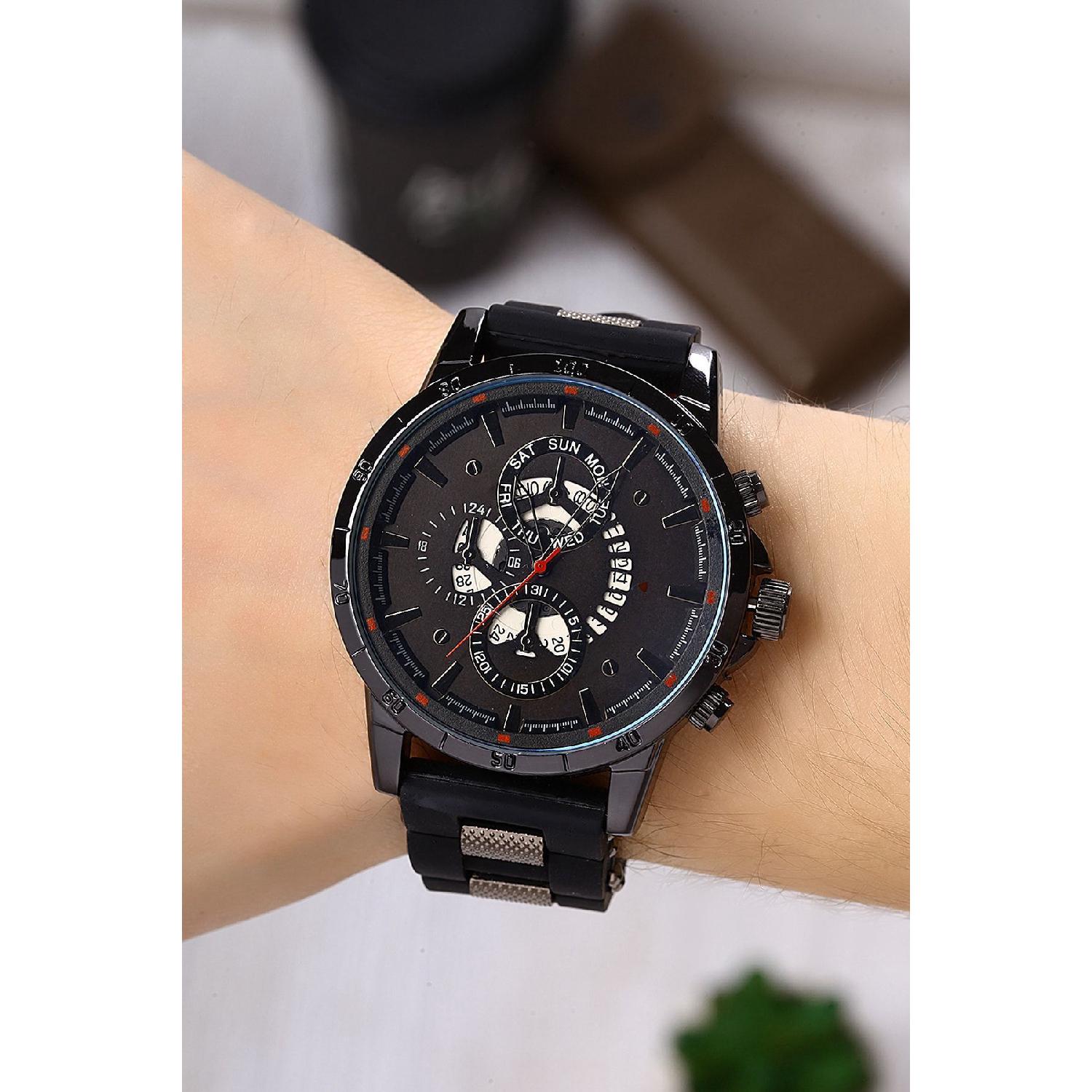 

Silicone Band Black Men s Wristwatch Nwes041115 чёрный