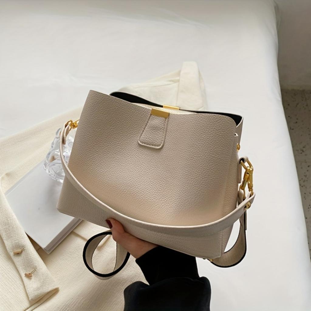 Dámská módní kabelka z umělé kůže, jednobarevná taška přes rameno s nastavitelným popruhem, zapínání na zip, multifunkční crossbody taška