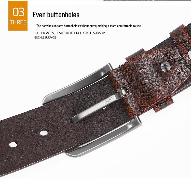 Cinto de Couro Masculino Europeu & Americano com Fivela de Pino de Liga