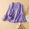 Female Cotton Linen Summer Embroidered Top Loose Vintage Hanfu Ancient Chinese Tea Zen Clothing