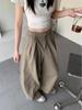 Women's Spring Slimming Khaki Retro Wide-Leg Jeans