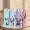 1PC Golf Club Silhouette Design 750ml Color Plastic Sports Water Bottle Leakproof Flip Straw Lid Suitable for Sports Office Home Use