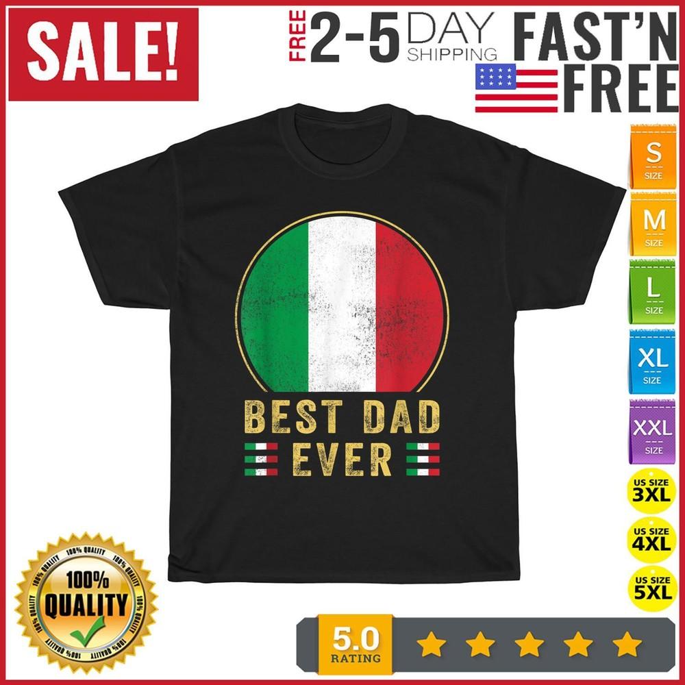 

Mens Best Dad Ever Italian Father Country Italy Flag Vintage T Shirt Men Women L