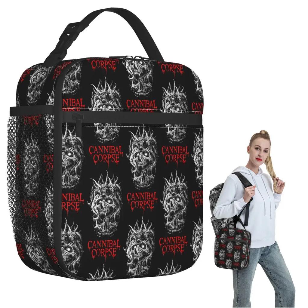 Cannibal Corpse Metal Skateboard Geïsoleerde Lunchtas voor Vrouwen Kinderen Draagbare Voedseldozen Thermische Lunchbox Tote
