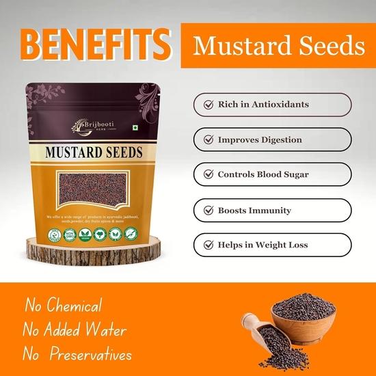 BrijBooti Senfsamen Klein - Indische Rai - Brassica Nigra - Rai 200g | FSSAI, GMP, ISO-zertifiziert