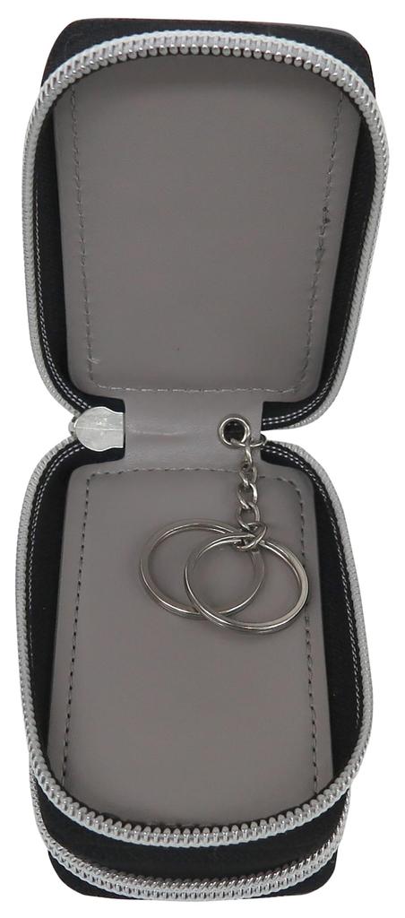 Snoopy Key Case Compatible with Smart Key Double Round Zipper Carabiner Hook Keychain Included Ladies Popular Character SNOOPY Gray W Zipper