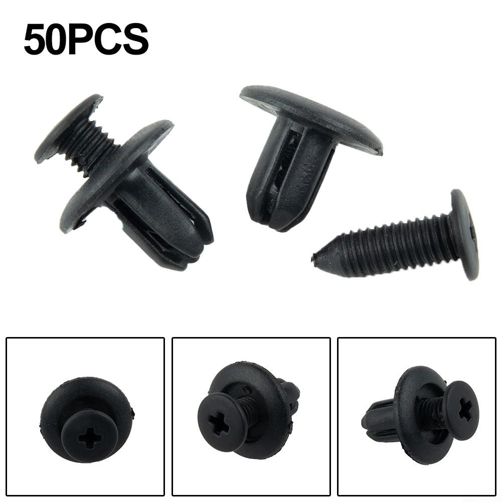 50PCS 8mm Hole Plastic Rivets Fixing Fastener Push Clips Black Fit For Many Cars