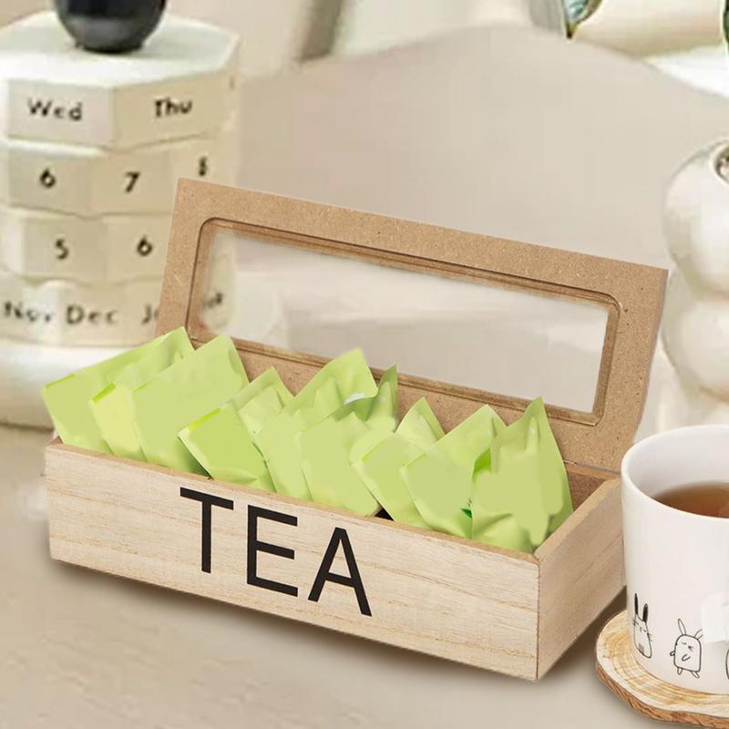 Tea Bag Storage Box Wooden Container Holder Vintage Design Tea Storage Accessories for Bedroom Tea Room Living Room and Study
