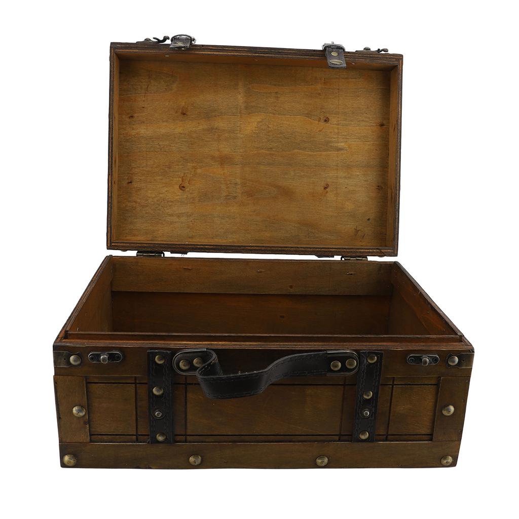 Retro Suitcase Synthetic Wood Vintage Elegant Decorative Storage Box Wooden Organizer Box 13.5x9.5x6.02in for Photo Props Gift