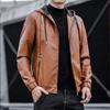 Men's Hooded Leather Jacket Autumn New Korean Style Youth Simple Leather Jacket Trendy Casual Motorcycle Wear Work Jacket