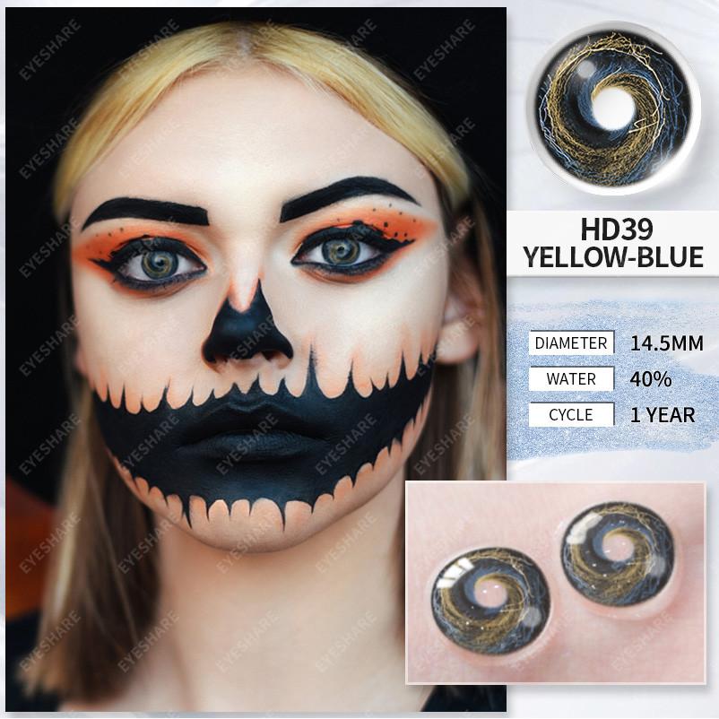 Eyeshare Cosplay Farbkontaktlinsen für Augen Halloween-Linsen Blaue Augenkontaktlinsen Schwarze Linsen Jahreslinsen 14,5 mm