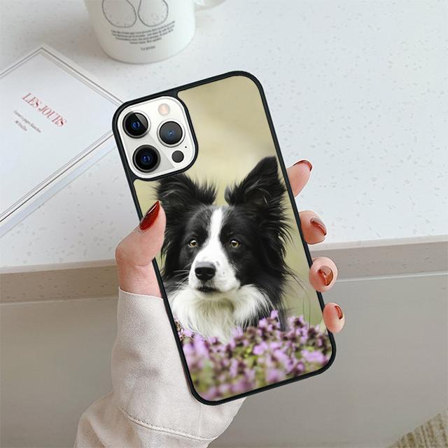 Lovely Border collie dog flower Phone Case For iPhone 17 Air 14 15 16 13 12 Cover For Apple Pro Max 6S Plus