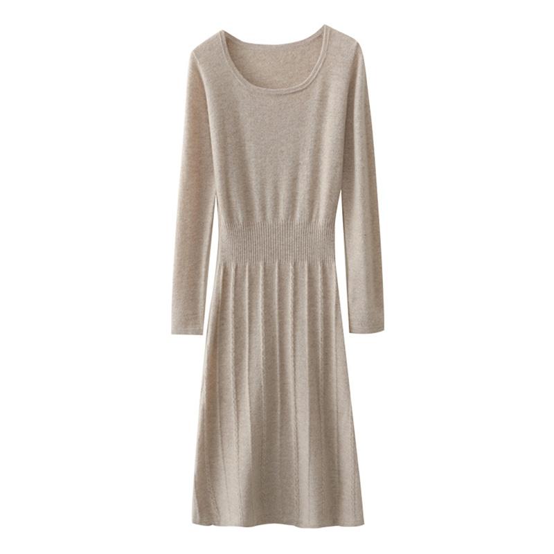 Women Sweater Dress 100% Wool MODERN NEW SAGA O-neck Knit Long Pullover Winter Jumpers Wool Long Dress Female