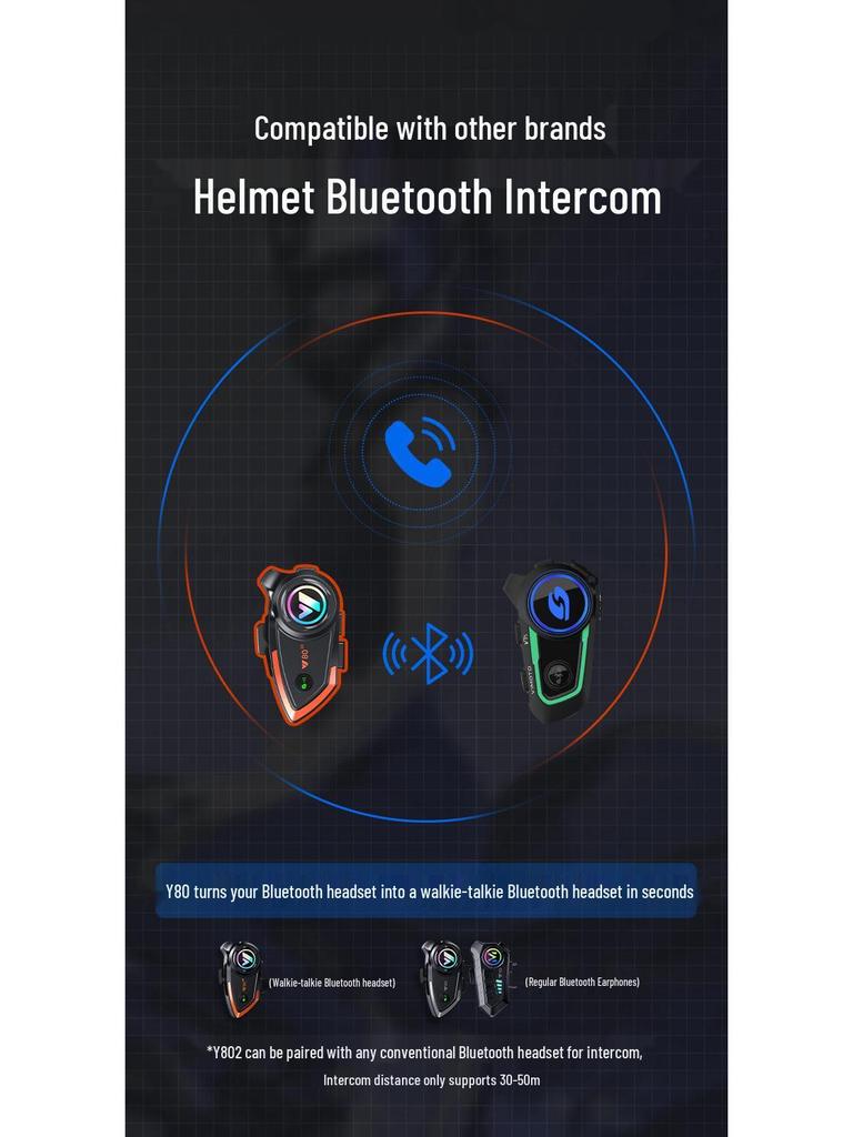 Y80 Bluetooth Helmet Intercom Headset