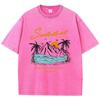Fashion Women'S Cotton Washed T-Shirts Summer Adventure Sunset Printing Tops Oversize O-Neck Soft Short Sleeve Female Clothes