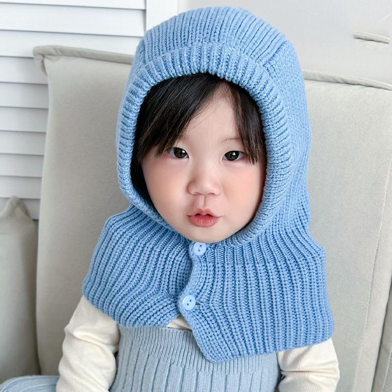 Autumn And Winter  Solid Color Warm Ear Protection Baby Hat Solid Color Windproof Children'S Wool Knitted Hat