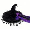 Lace Lolita Witch Hat Bow Ribbon Cosplay Accessories Party Headwear Wizard Cap  Women's Costume