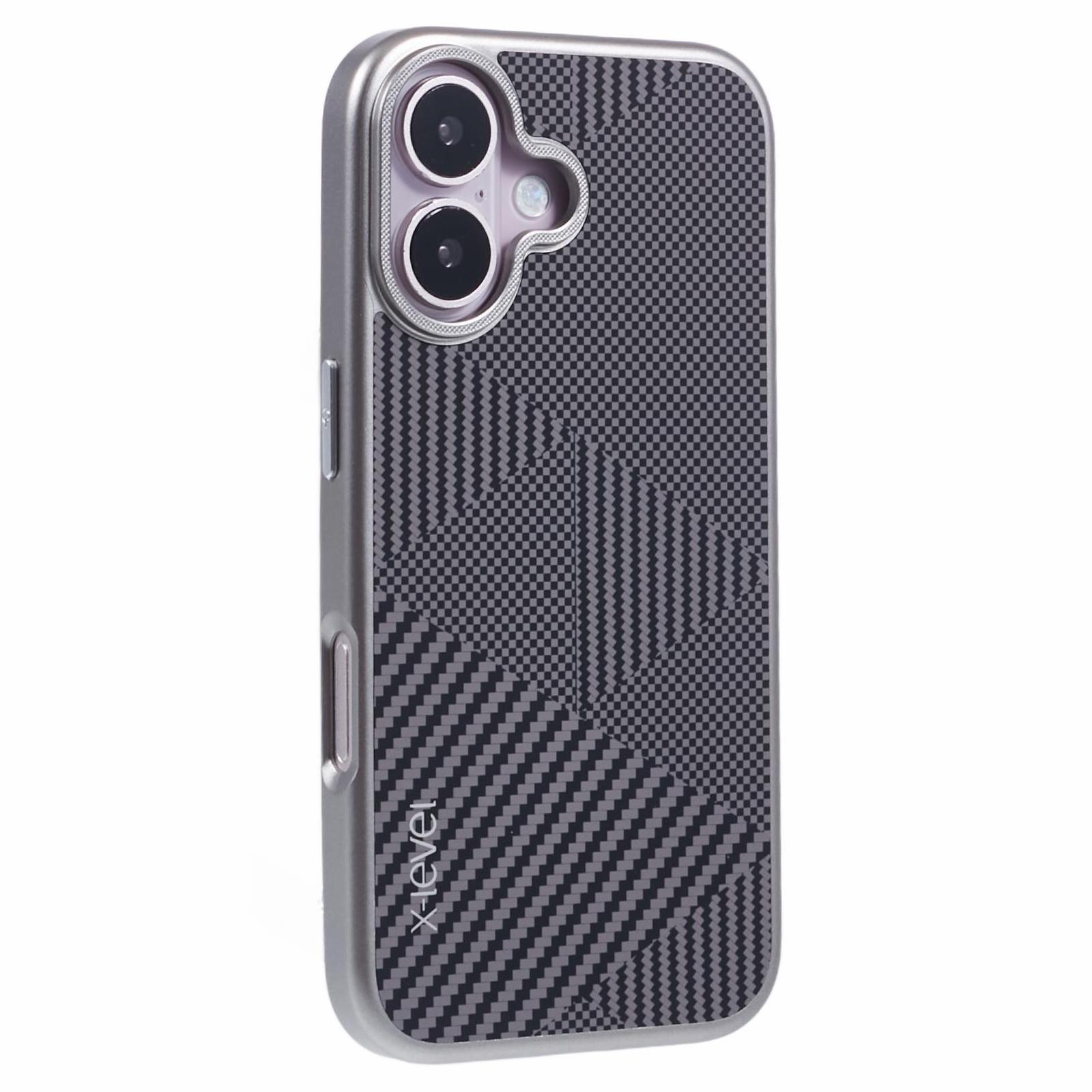 

X-LEVEL For iPhone 16 Case Rhombus Splicing Hard PC Shockproof Phone Cover