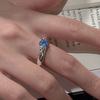 925 Sterling Silver Rings For Women Geometric Fine Jewelry Finger Adjustable Blue Stone Ring For Party Birthday Gift