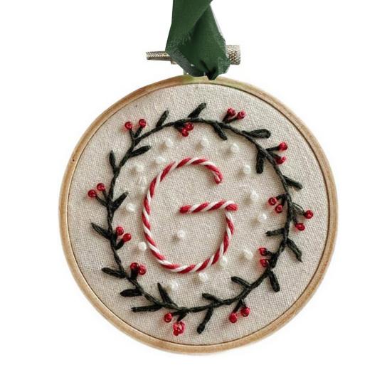 Yousheng DIY Embroidered Christmas Ornament Embroidered Initial Crafting Kit Mini Christmas Embroidery Kit for Beginners Xmas Tree Decor