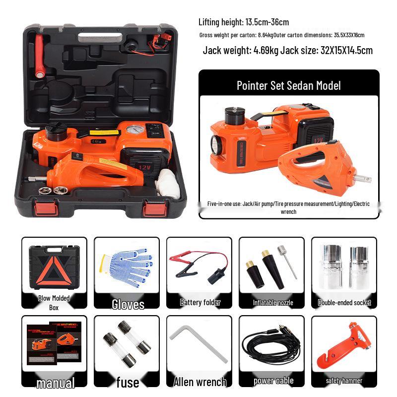 WOKEZ 12V Hydraulic Electric Jack with Inflatable Pump for Small Cars & Off-Road Rescue