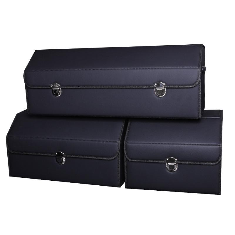Car Leather Interior Organizer: Large Capacity Folding Trunk Storage Box