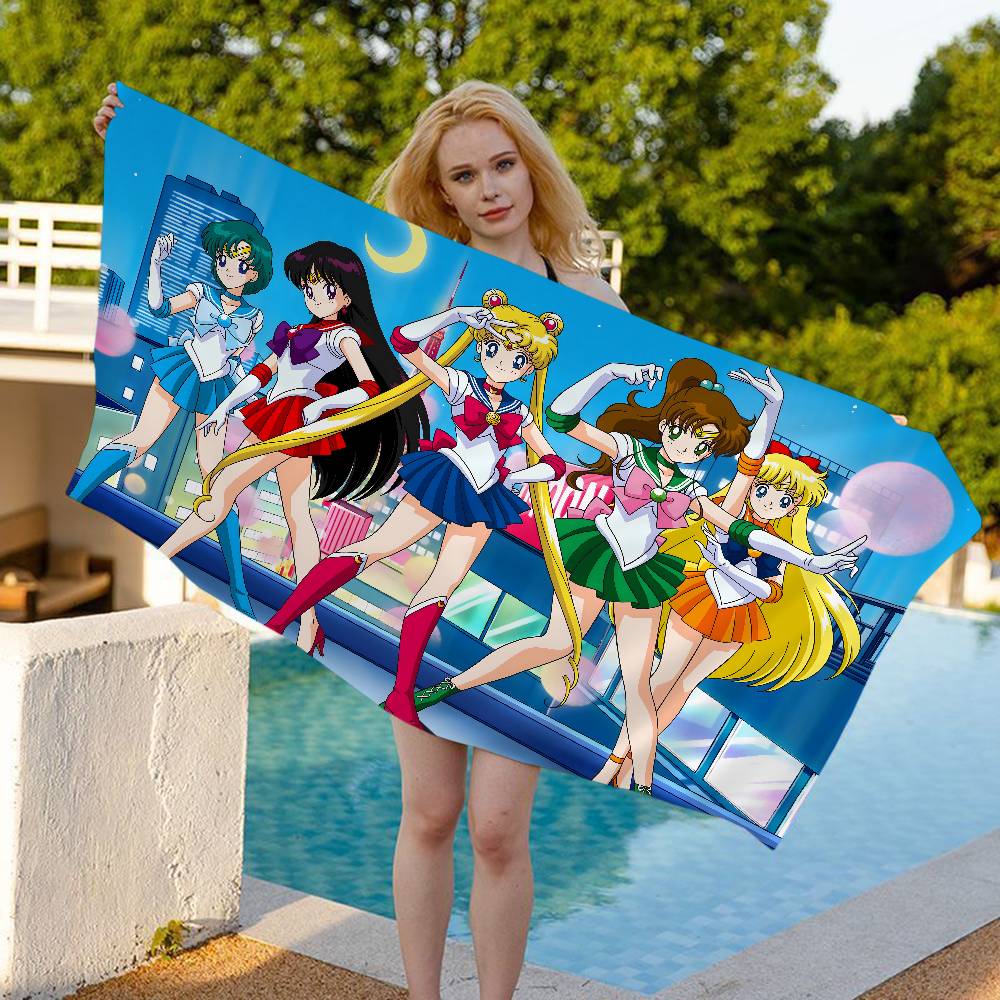 Hot Anime S-Sailor M-Moon Microfiber Beach Towel Absorbent Quick Dry Soft Yoga Swimming Resort Mountain Climbing Towel