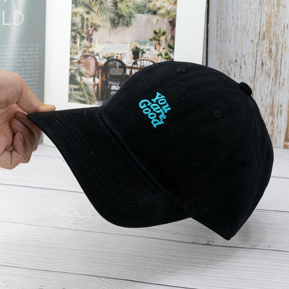 

Korean Style Duck Tongue Cap Adjustable Original Peaked Cap Letter Embroidered Hat Streetwear чорний