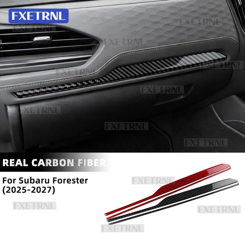 Accessories Styling Parts Passenger Dashboard Trim StripFor Subaru Forester 2025 2026 2027 Real Soft Carbon Fiber Interior Car