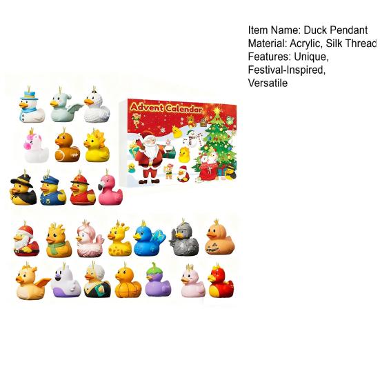 2025 Duck Advent Calendar 24 Days Acrylic Ornaments Christmas Countdown Box