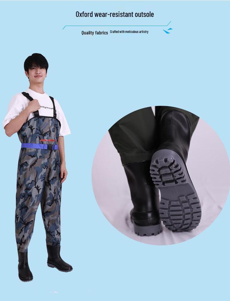 Tide-Chaser Children's Waterproof Wading Suit: One-Piece Clamming Overalls with Rain Boots for Beach and Kindergarten Adventures