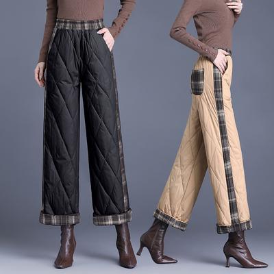 Winter New Outer Wear Thickened Padded Windproof Pants Large Size Loose Straight Wide-leg Pants