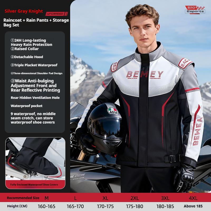 

Motorcycle motorcycle riding raincoat rainpants suit full body rainstorm windproof waterproof riding suit raincoat M срібло сірий колір