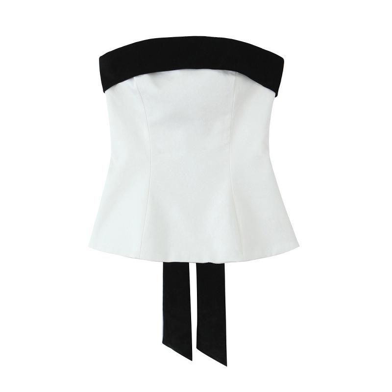 

Autumn Women s Sexy Bandeau Top with Bow Decoration Large