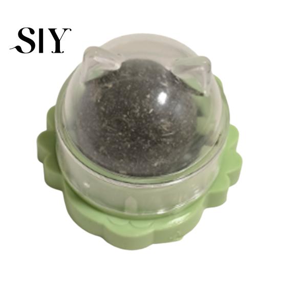 Indoor Cat Interactive Toy 2Pcs Catnip Lick Balls Rotating Ball Safe Healthy Kitten Licking Stimulation Chew with Adhesive for Wall or Floor