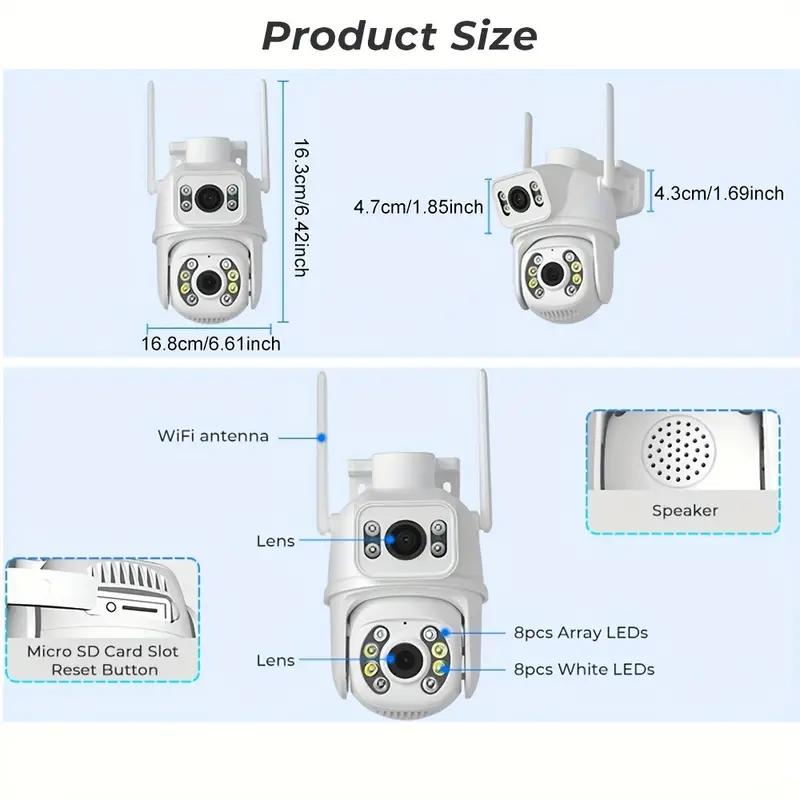 ICSEE 8MP 4K lentilă duală WIFI PTZ Cameră de securitate IP în timp real Ecran dublu Ai Urmărire automată Detectare a corpului în aer liber Impermeabil supraveghere video CCTV