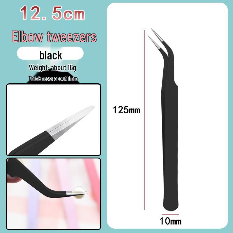Colorful Stainless Steel Curved Tweezers for False Eyelashes and Planner Clips