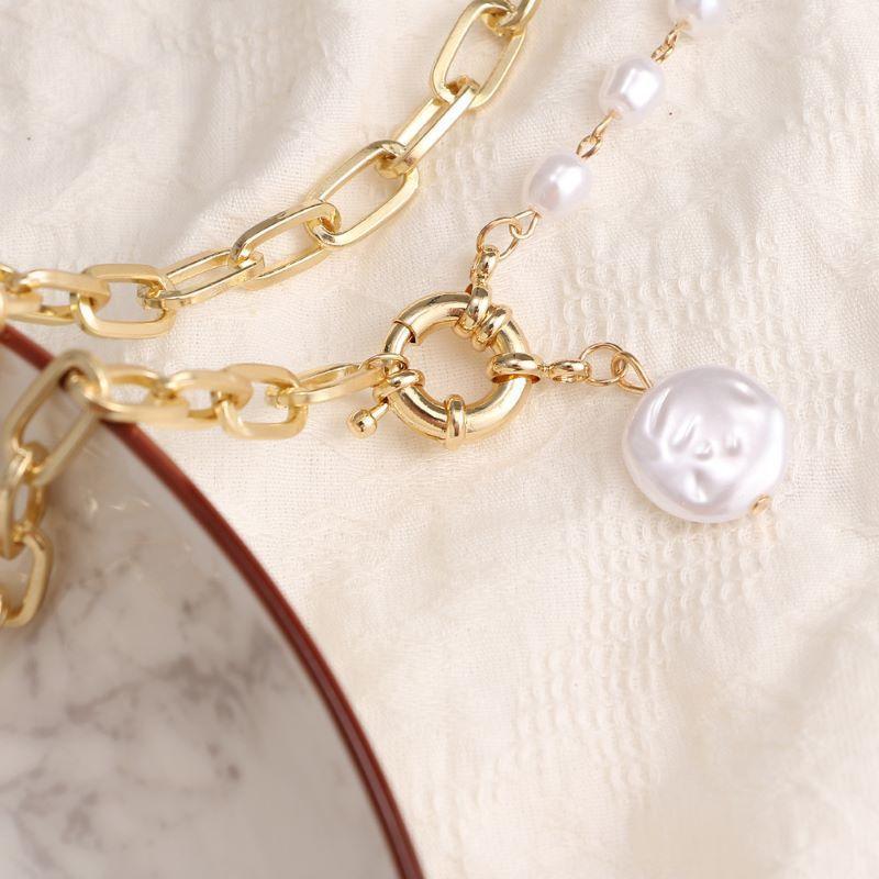 Hot Selling Baroque Pearl Pendant Necklace Retro Imitation Pearl Chain Necklace Women's Fashion Sweater Chain